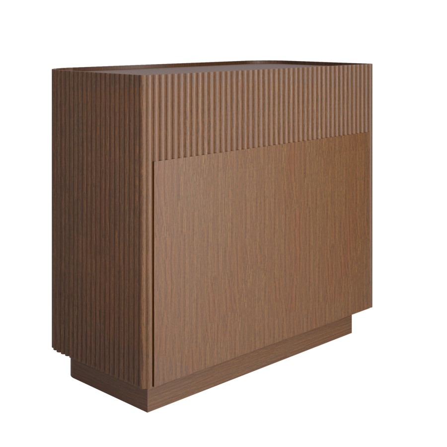 Walnut Ribbed 3 Drawer Chest - Drew 
