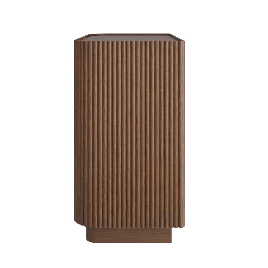 Walnut Ribbed 3 Drawer Chest - Drew 
