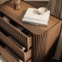 Walnut Ribbed 3 Drawer Chest - Drew 