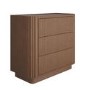 Walnut Ribbed 3 Drawer Chest - Drew 