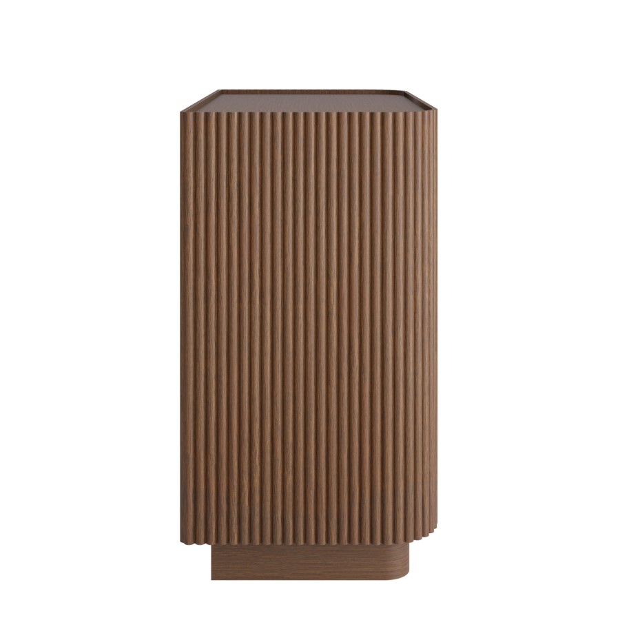 Walnut Ribbed 3 Drawer Chest - Drew 