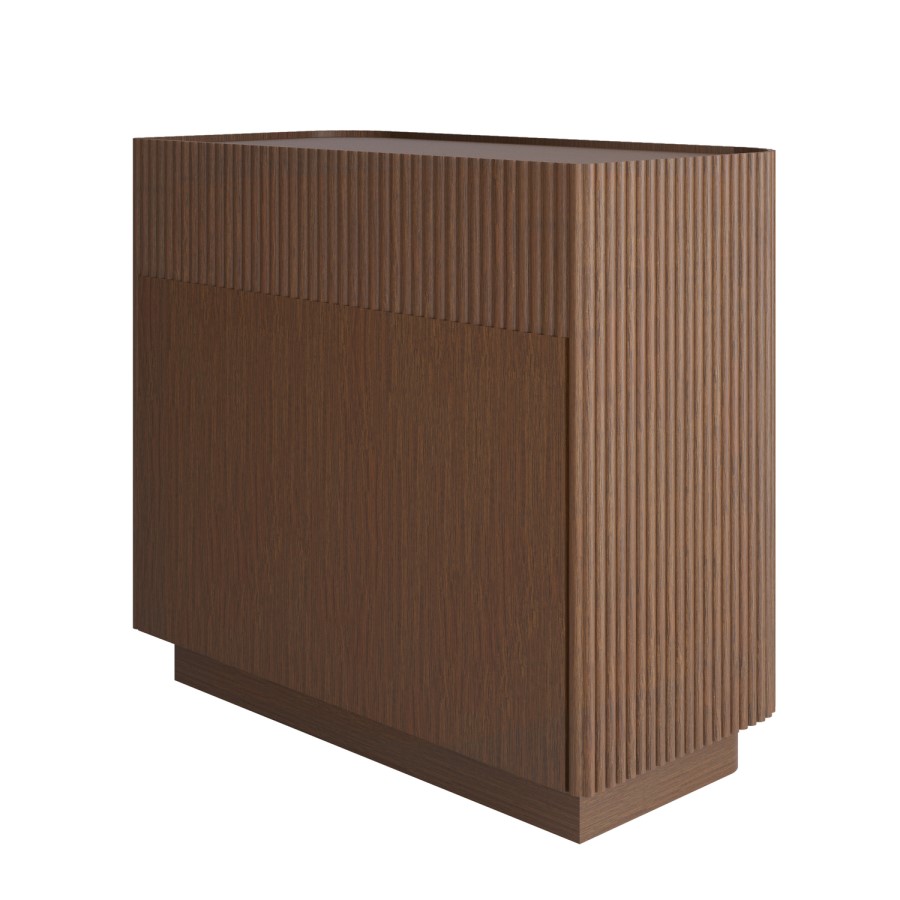 Walnut Ribbed 3 Drawer Chest - Drew 
