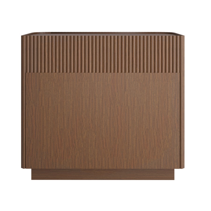 Walnut Ribbed 3 Drawer Chest - Drew 