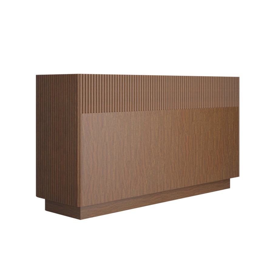 Walnut Ribbed 6 Drawer Chest - Drew 