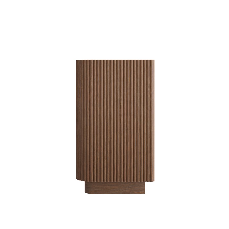 Walnut Ribbed 6 Drawer Chest - Drew 