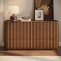 DWE003 Walnut Ribbed 6 Drawer Chest - Drew 