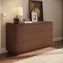 Walnut Ribbed 6 Drawer Chest - Drew 