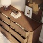Walnut Ribbed 6 Drawer Chest - Drew 