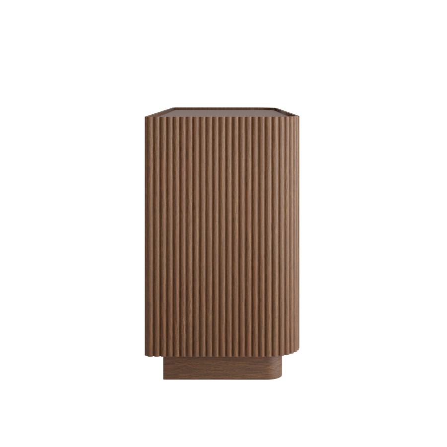 Walnut Ribbed 6 Drawer Chest - Drew 