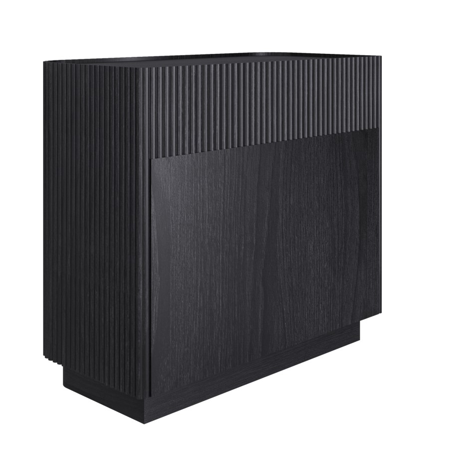 Black Ribbed 3 Drawer Chest of Drawers - Fully Assembled - Drew