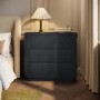 Black Ribbed 3 Drawer Chest of Drawers - Fully Assembled - Drew