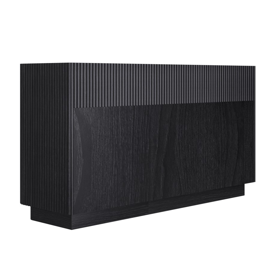 Black Ribbed 6 Drawer Chest of Drawers - Fully Assembled - Drew