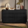 Black Ribbed 6 Drawer Chest of Drawers - Fully Assembled - Drew