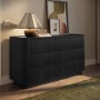 Black Ribbed 6 Drawer Chest of Drawers - Fully Assembled - Drew