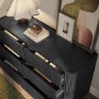 Black Ribbed 6 Drawer Chest of Drawers - Fully Assembled - Drew