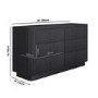 Black Ribbed 6 Drawer Chest of Drawers - Fully Assembled - Drew