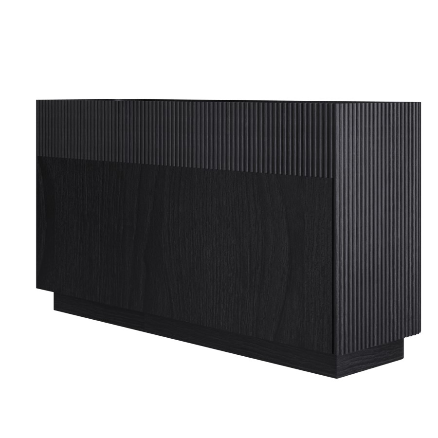 Black Ribbed 6 Drawer Chest of Drawers - Fully Assembled - Drew