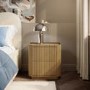Natural Oak Ribbed 2 Drawer Bedside Table - Fully Assembled - Drew