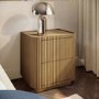 Natural Oak Ribbed 2 Drawer Bedside Table - Fully Assembled - Drew