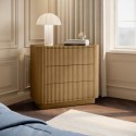 DWE008 Natural Oak Ribbed 3 Drawer Chest of Drawers - Fully Assembled - Drew