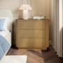 Natural Oak Ribbed 3 Drawer Chest of Drawers - Fully Assembled - Drew