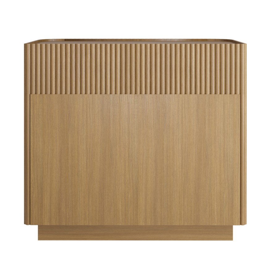 Natural Oak Ribbed 3 Drawer Chest of Drawers - Fully Assembled - Drew