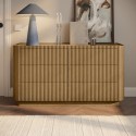 DWE009 Natural Oak Ribbed 6 Drawer Chest of Drawers - Fully Assembled - Drew