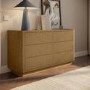 Natural Oak Ribbed 6 Drawer Chest of Drawers - Fully Assembled - Drew
