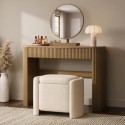 DWE010 Natural Oak Ribbed Dressing Table with Drawers and Mirror - Drew