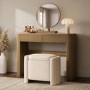 Natural Oak Ribbed Dressing Table with Drawers and Mirror - Drew