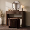 DWE011 Walnut Ribbed Dressing Table with Drawers and Mirror - Drew