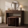 Walnut Ribbed Dressing Table with Drawers and Mirror - Drew