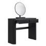 Black Ribbed Dressing Table with Drawers and Mirror - Drew