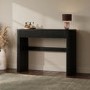 Black Ribbed Dressing Table with Drawers and Mirror - Drew