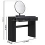 Black Ribbed Dressing Table with Drawers and Mirror - Drew