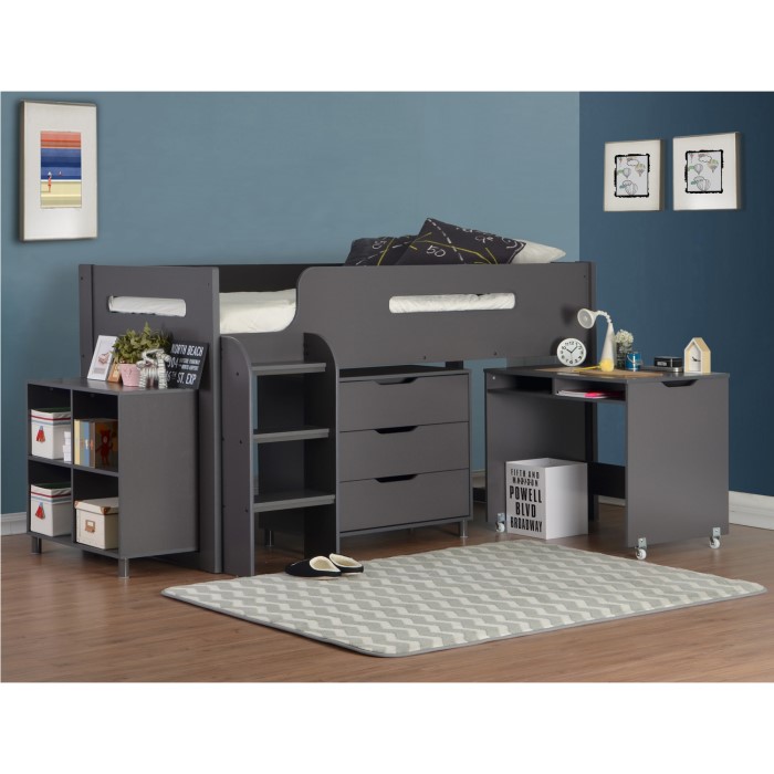 GRADE A1 Dynamo Dark Grey Cabin Bed Ladder Can Be Fitted Either