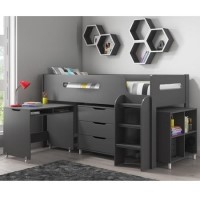 GRADE A2 - Dynamo Dark Grey Cabin Bed - Ladder Can Be Fitted Either Side!