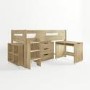 GRADE A1 - Oak Mid Sleeper Cabin Bed with Storage and Desk - Dynamo