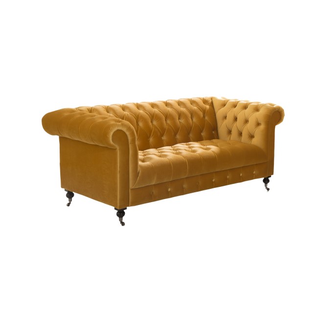 Darby 2 Seater Chesterfield Sofa in Mustard Yellow Velvet