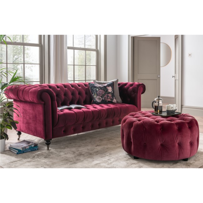 Darby Purple Velvet Sofa - 3 Seater Chesterfield | Furniture123
