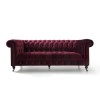 Darby Berry Red Velvet Sofa - 3 Seater Chesterfield 
