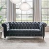 Darby 3 Seater Chesterfield Sofa in Grey Velvet