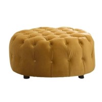 Darby Round Footstool - Mustard