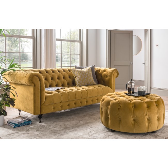 Darby Round Footstool - Mustard