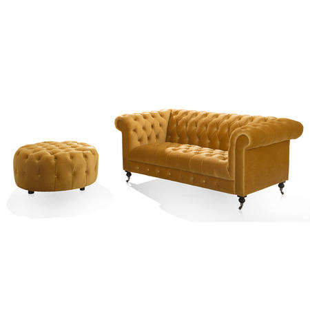 Darby Round Footstool - Mustard