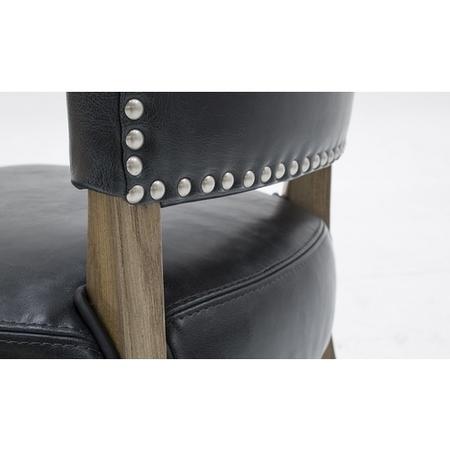 Duke Blue Leather Dining Chair with Solid Oak Frame