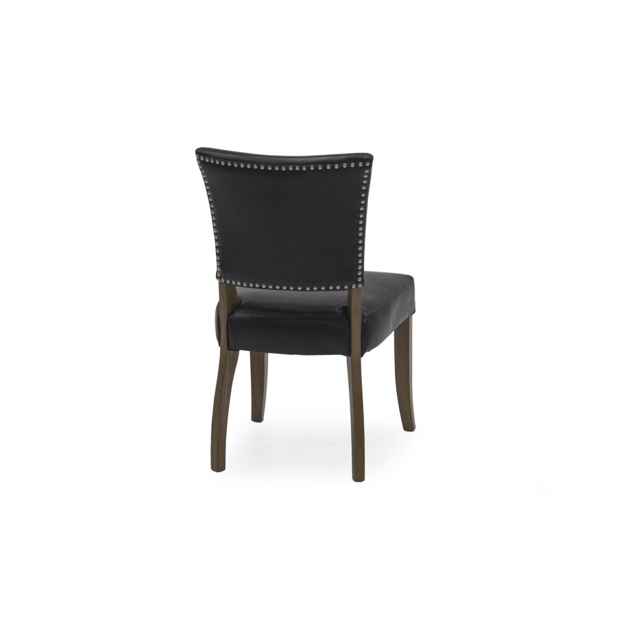 Duke Blue Leather Dining Chair with Solid Oak Frame