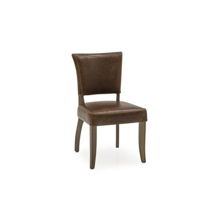 Duke Brown Leather Dining Chair with Solid Oak Frame