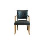 Duke Blue Leather Dining Arm Chair with Solid Oak Frame