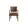 Duke Brown Leather Dining  Arm Chair with Solid Oak Frame 